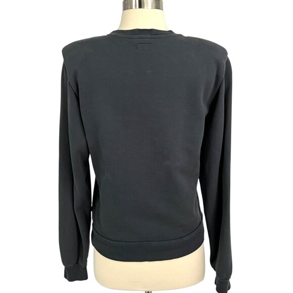 Mother Denim The Push and Shove Sweatshirt Faded Black Padded Shoulders Size S - Picture 4 of 11